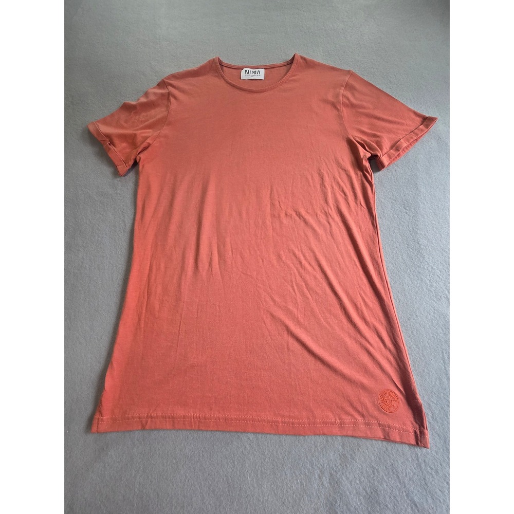NIMA T-Shirt Mens Size‎ 1 Terracotta Orange Longline Embroidered Lion Logo